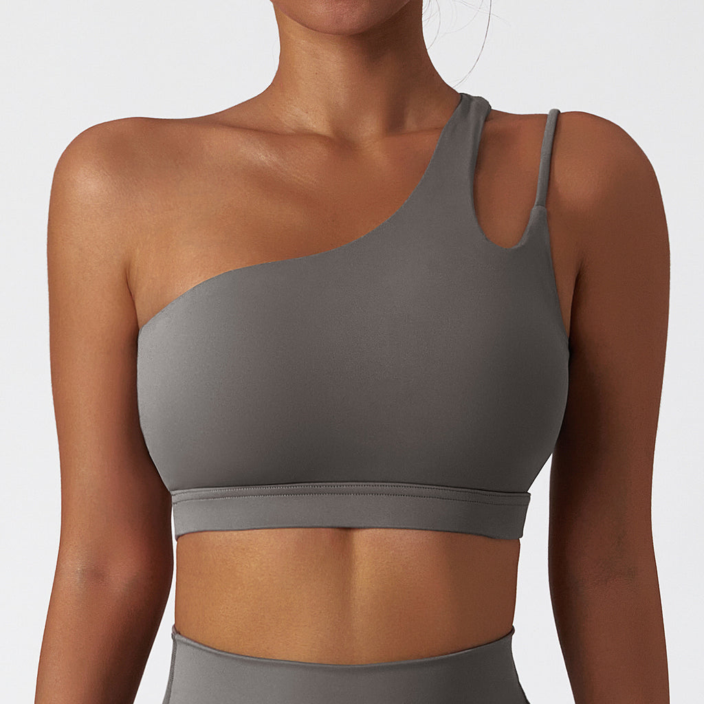 Yoga Bra Seamless Sports Underwear Irregular Shoulder Strap Running Fitness Tank Top