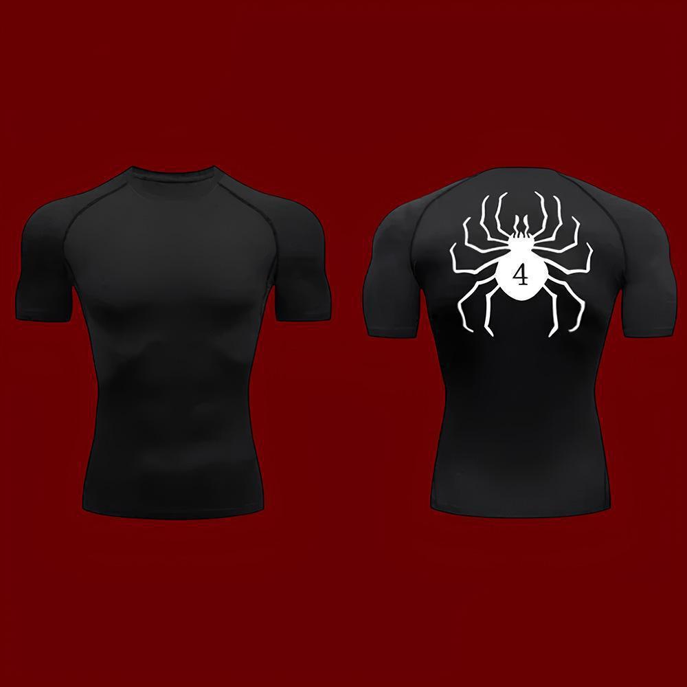 Dark Gothic Spider Print Short Sleeve T-Shirt Men's  Fitness Training Sports Running Athletic Top