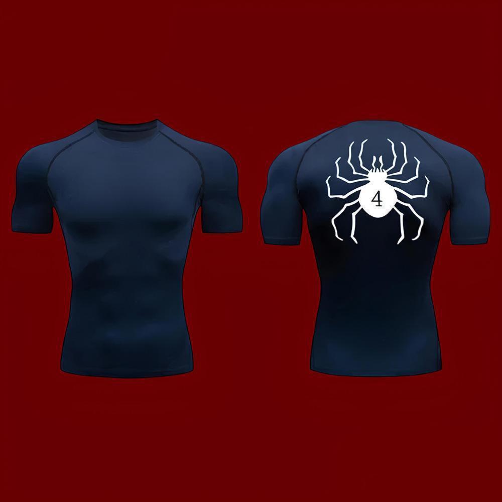 Dark Gothic Spider Print Short Sleeve T-Shirt Men's  Fitness Training Sports Running Athletic Top