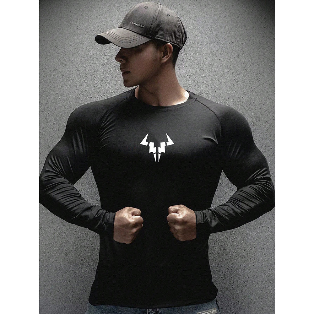 Printed Long Sleeve T-Shirt for Basketball, Football, Training, Fitness, Quick-Dry, Breathable Running Top