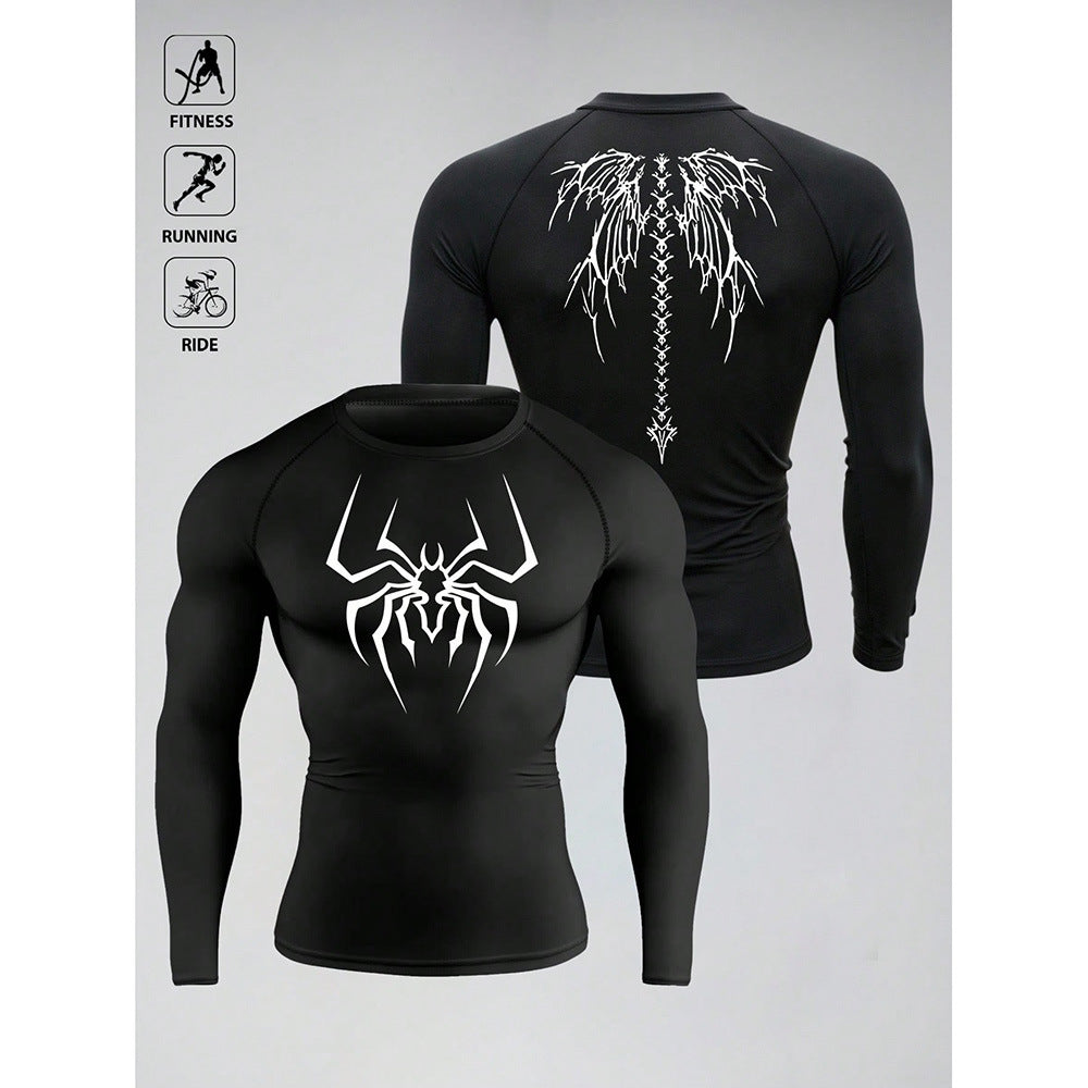 Printed Long Sleeve T-Shirt for Basketball, Football, Training, Fitness, Quick-Dry, Breathable Running Top