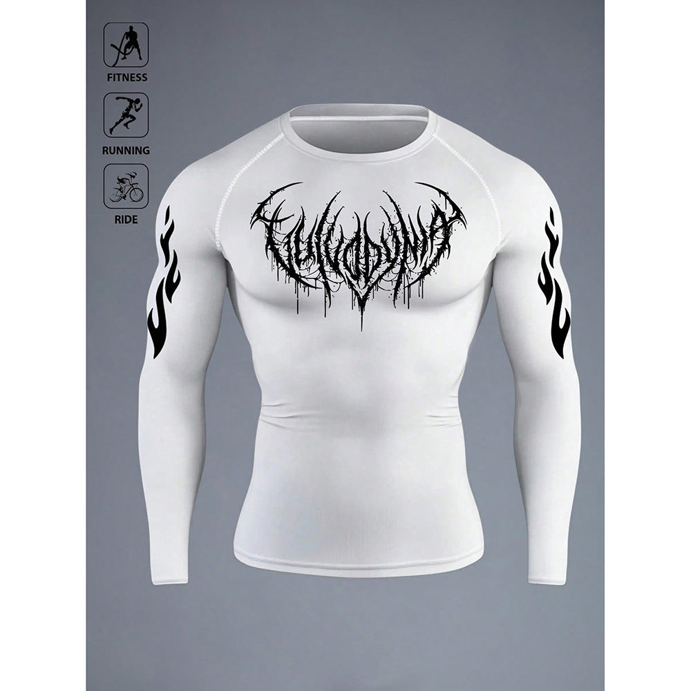 Printed Long Sleeve T-Shirt for Basketball, Football, Training, Fitness, Quick-Dry, Breathable Running Top