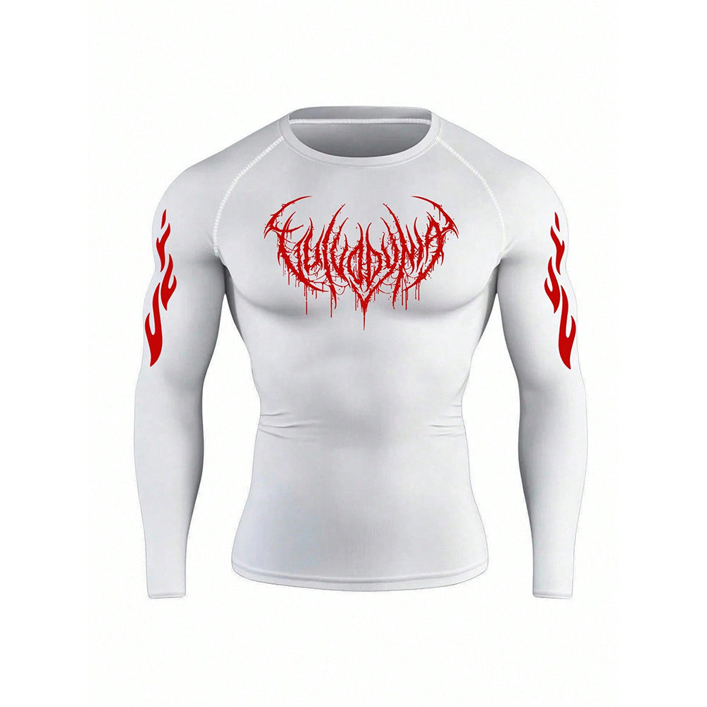 Printed Long Sleeve T-Shirt for Basketball, Football, Training, Fitness, Quick-Dry, Breathable Running Top