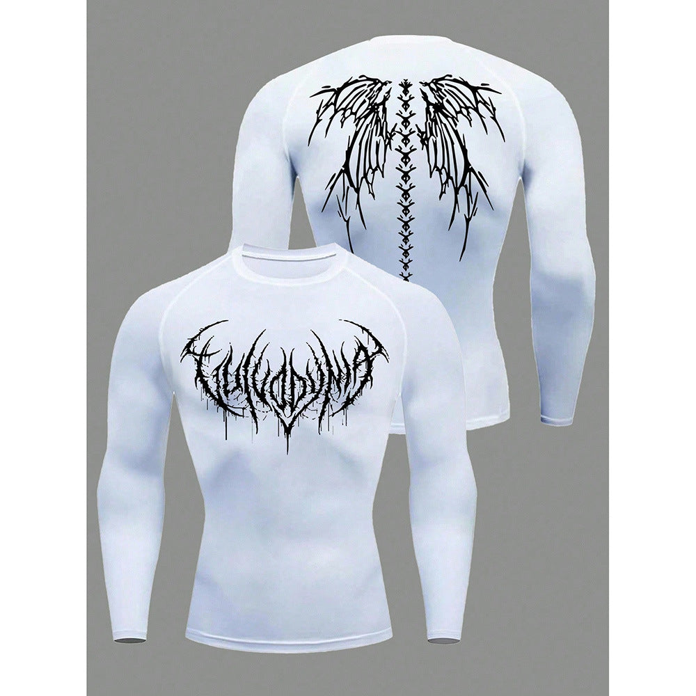 Printed Long Sleeve T-Shirt for Basketball, Football, Training, Fitness, Quick-Dry, Breathable Running Top