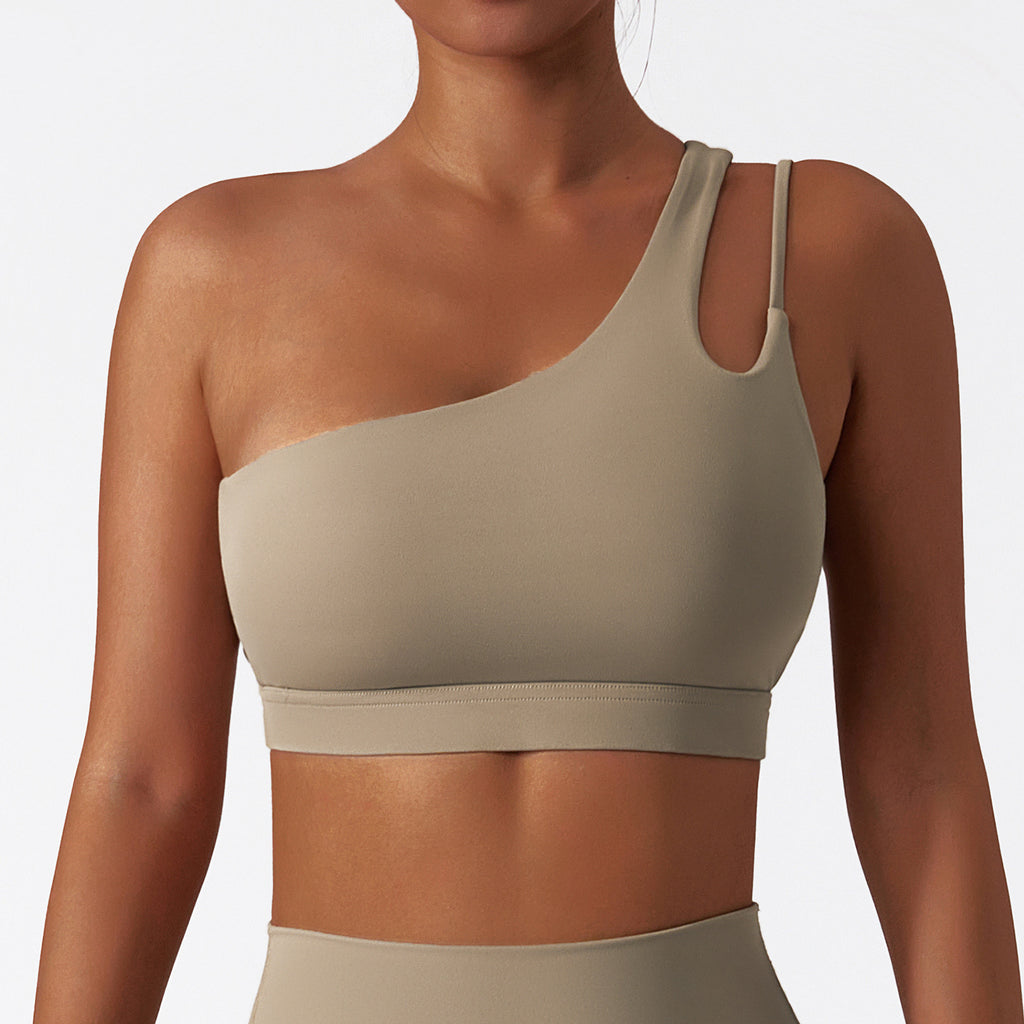 Yoga Bra Seamless Sports Underwear Irregular Shoulder Strap Running Fitness Tank Top