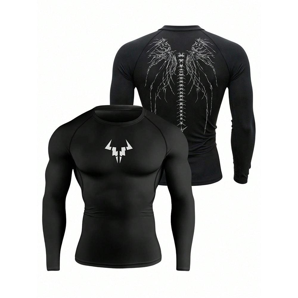 Printed Long Sleeve T-Shirt for Basketball, Football, Training, Fitness, Quick-Dry, Breathable Running Top