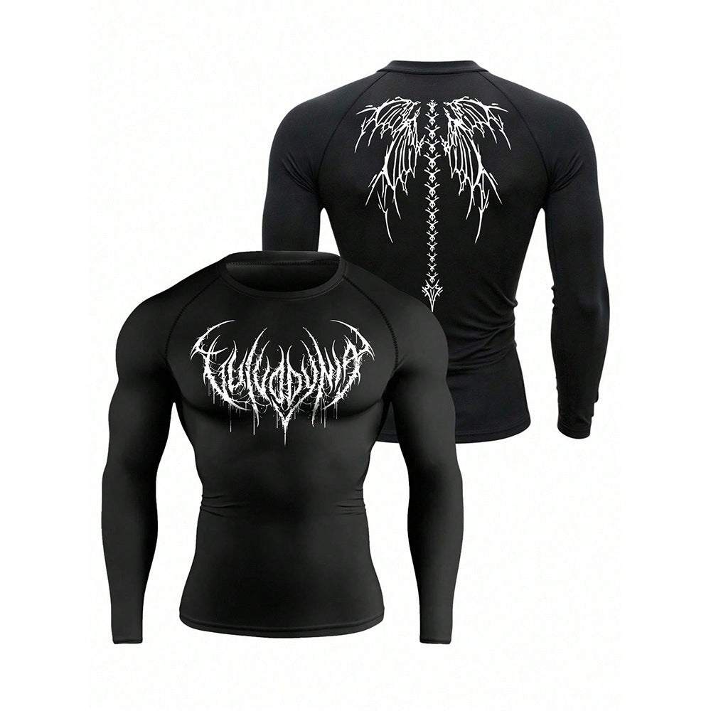Printed Long Sleeve T-Shirt for Basketball, Football, Training, Fitness, Quick-Dry, Breathable Running Top