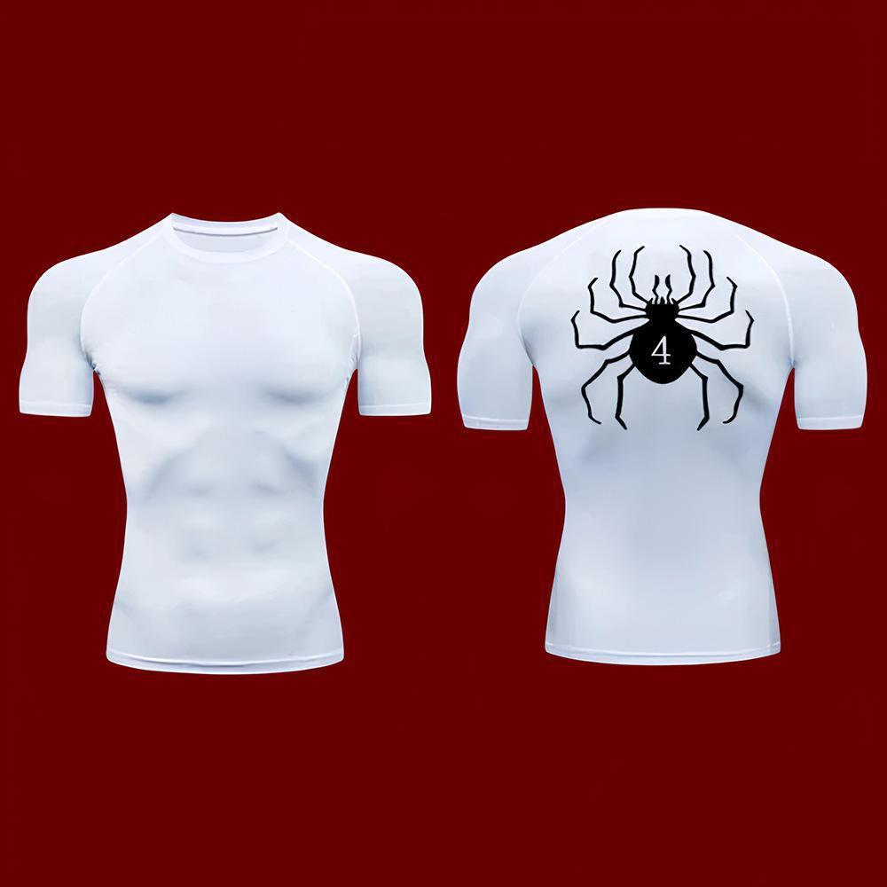 Dark Gothic Spider Print Short Sleeve T-Shirt Men's  Fitness Training Sports Running Athletic Top