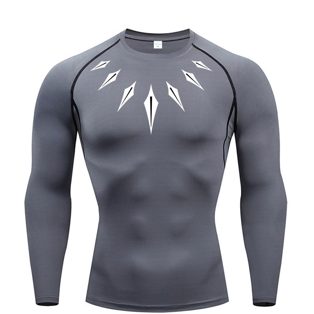 Printed Long Sleeve T-Shirt for Men, Quick-Dry Breathable Workout Running Top