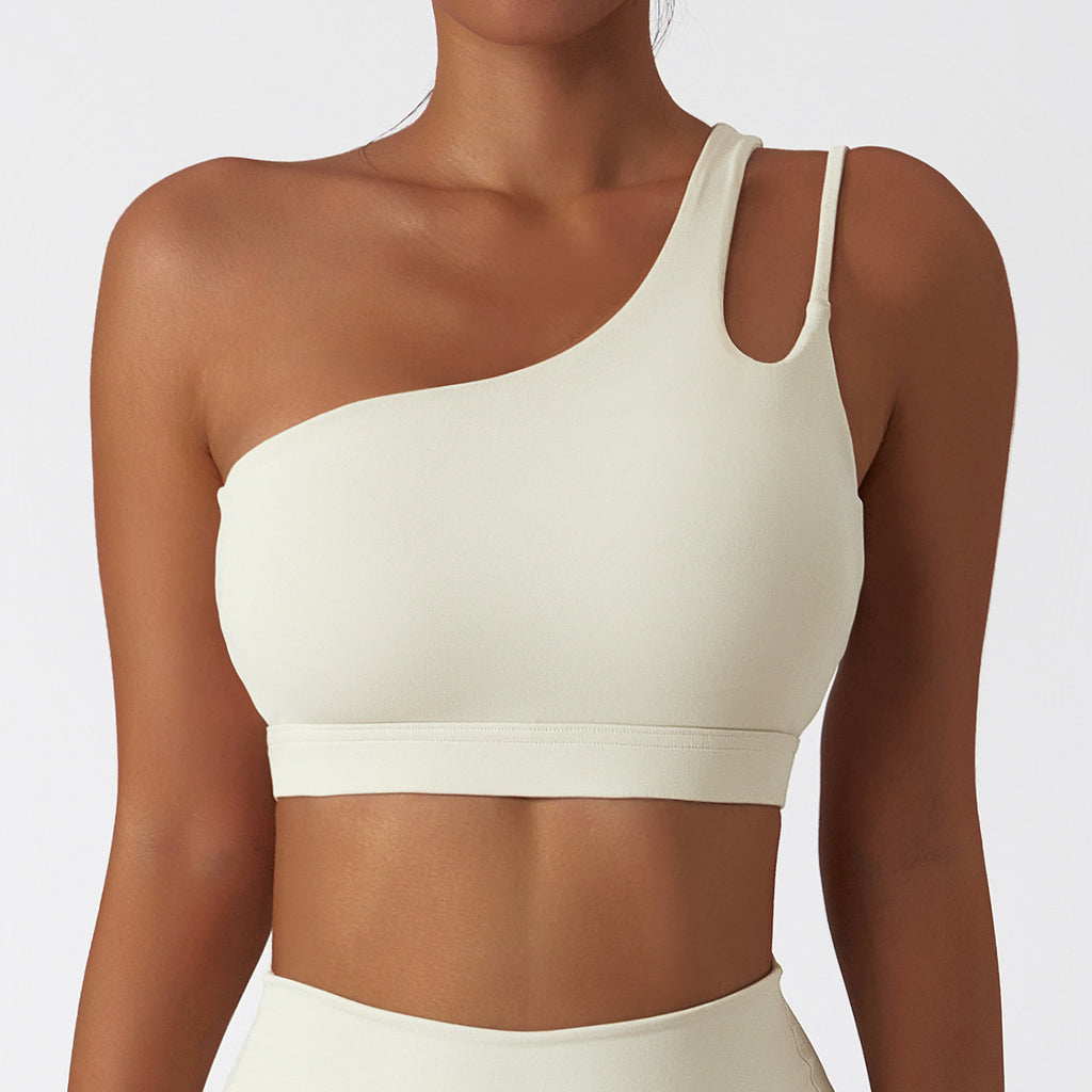 Yoga Bra Seamless Sports Underwear Irregular Shoulder Strap Running Fitness Tank Top