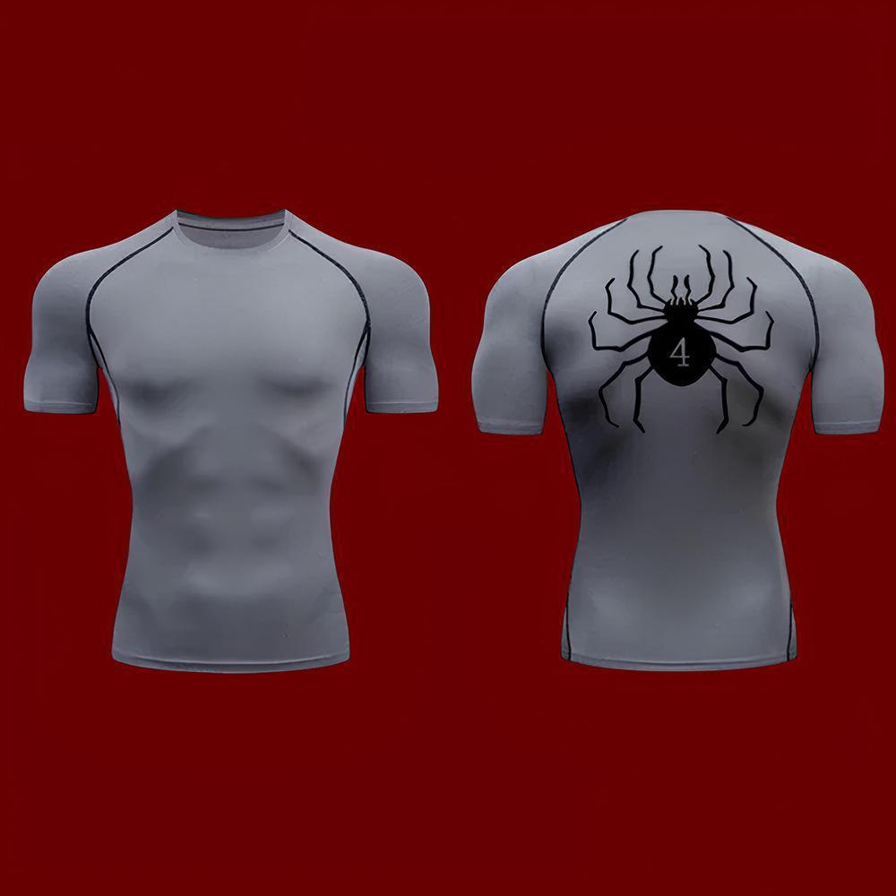 Dark Gothic Spider Print Short Sleeve T-Shirt Men's  Fitness Training Sports Running Athletic Top