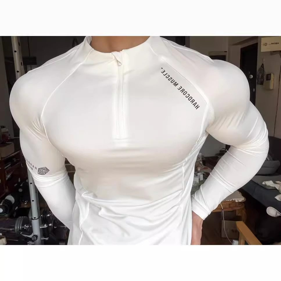 Tech Series Sport Fitness Wear Cycling Jersey Men's Running Long Sleeve Compression Shirt High Elastic Quick-Dry Top Training