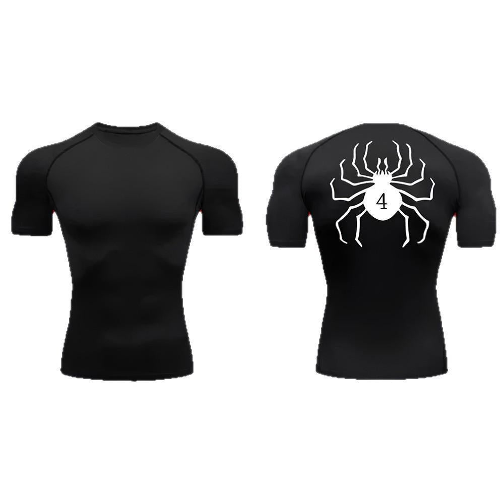 Dark Gothic Spider Print Short Sleeve T-Shirt Men's  Fitness Training Sports Running Athletic Top