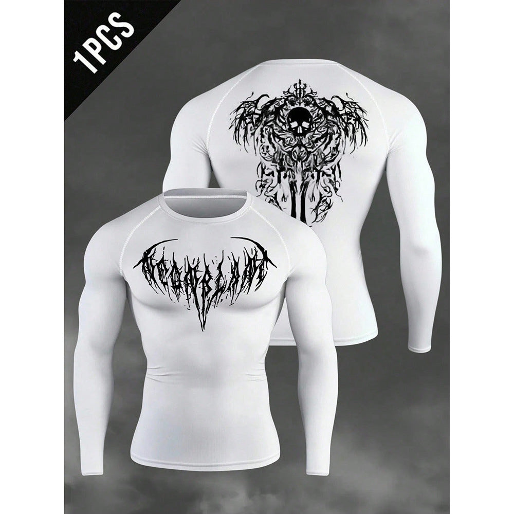 Printed Long Sleeve T-Shirt for Basketball, Football, Training, Fitness, Quick-Dry, Breathable Running Top