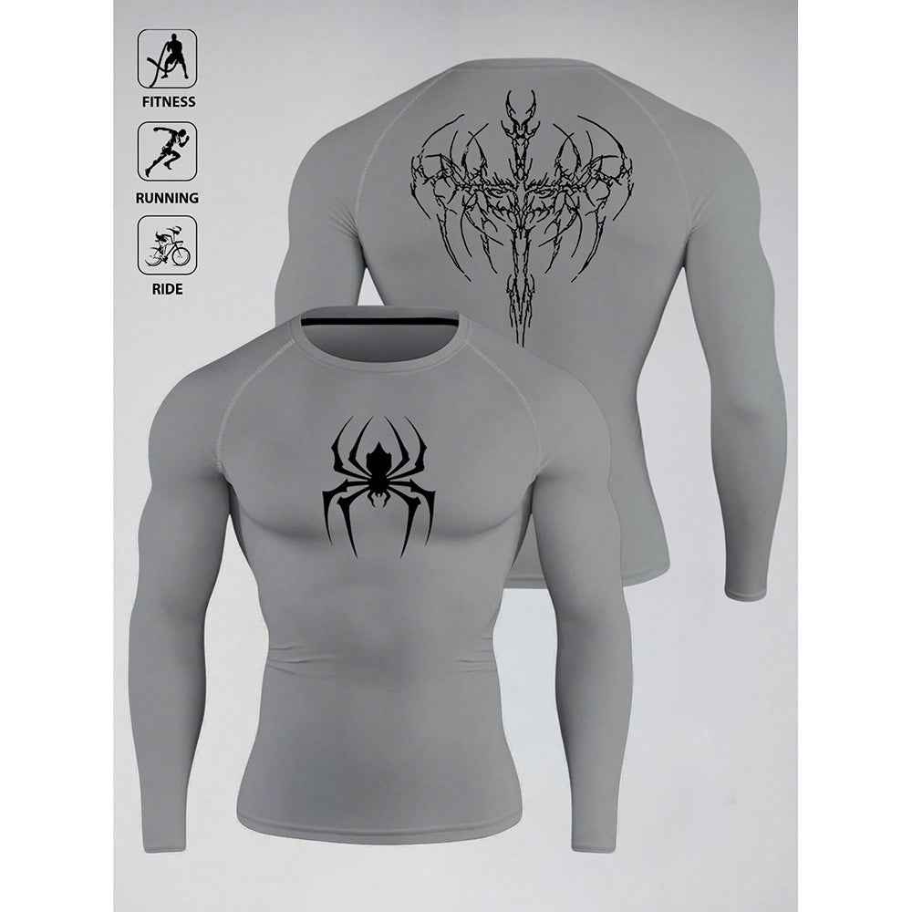 Printed Long Sleeve T-Shirt for Basketball, Football, Training, Fitness, Quick-Dry, Breathable Running Top