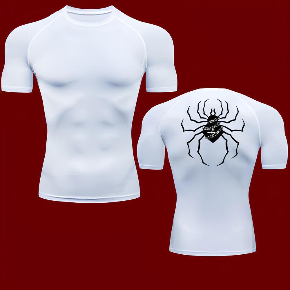 Dark Gothic Spider Print Short Sleeve T-Shirt Men's  Fitness Training Sports Running Athletic Top